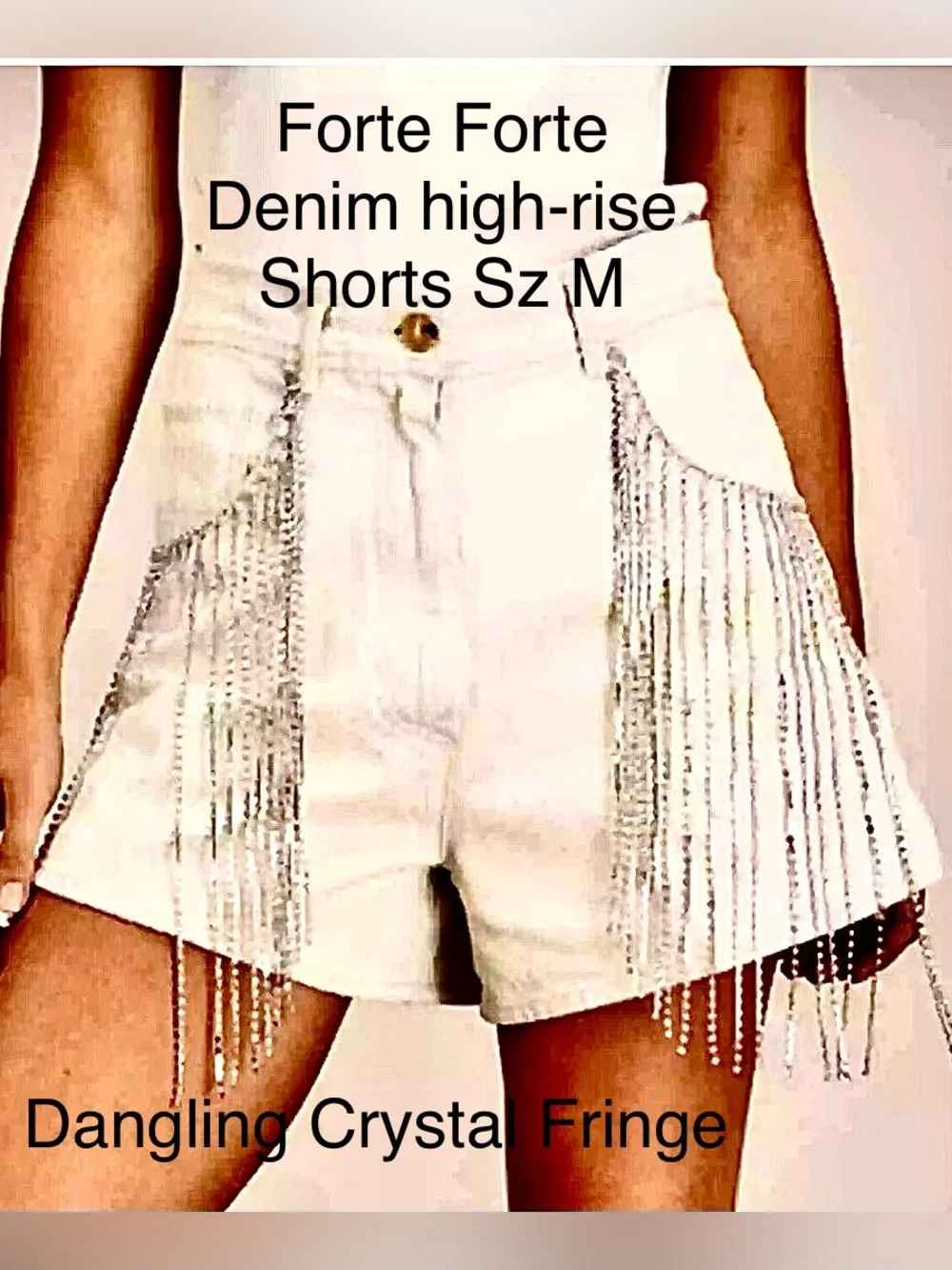 Forte Forte Denim Shorts Crystal Strass Fringe/High waisted/New/ItalianDesigner